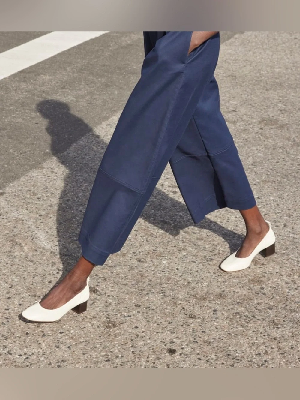 Everlane The Day Heel Bone Leather Block Heel Slip On Size 7.5 Sustainable NWOB